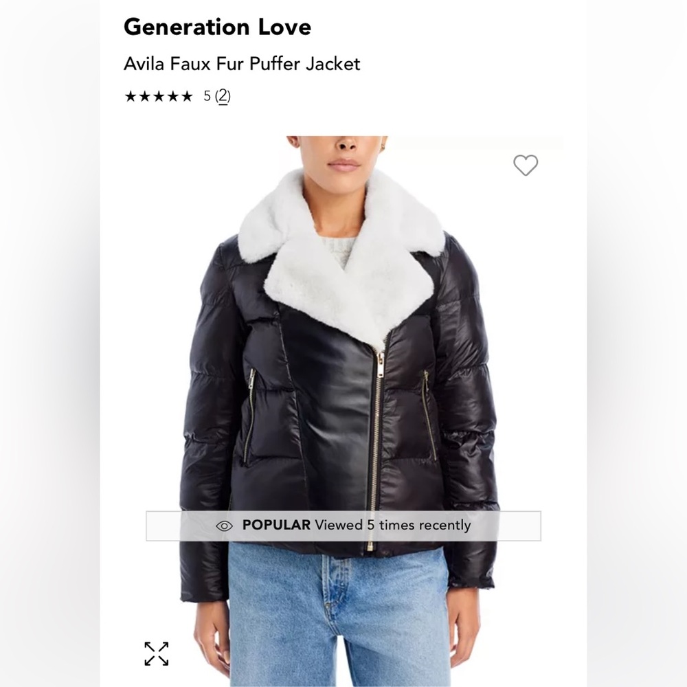NWT GENERATION LOVE Avila faux fur combo puffer jacket vegan leather moto coat - Picture 6 of 16